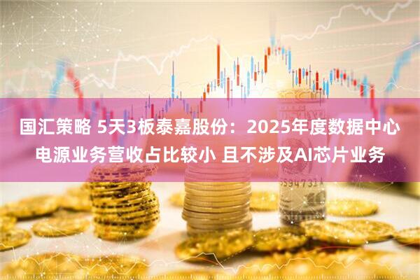 国汇策略 5天3板泰嘉股份：2025年度数据中心电源业务营收占比较小 且不涉及AI芯片业务