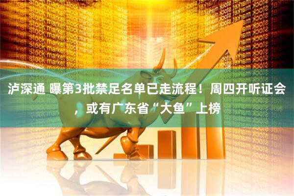 泸深通 曝第3批禁足名单已走流程！周四开听证会，或有广东省“大鱼”上榜